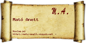 Mató Anett névjegykártya